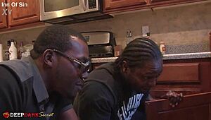 Jade's plumber threesome bends her over for BBC creampie doggystyle