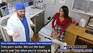 i'm doctor tampa humiliating ebony cheerleader solana spreading her pussy with speculum in latex gloves at hospital