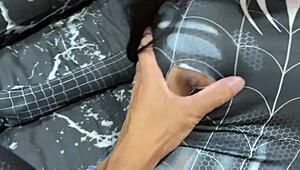 Petite spider girl barely contains her playful urges any longer