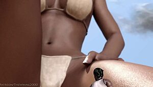 Swallowing huge tanned redhead in bikini vore perspective