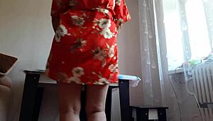 while my girlfriend shops her mom sneaks in fucks me loud with strap-on and big tits illusion