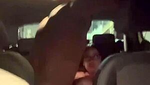 she sits bareback on app driver's monster cock making fiance drive in public cuckold scene