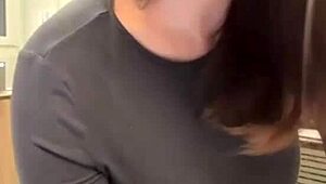 Jerking Massive Load On Stepmom's Milky Big Tits Explosion!