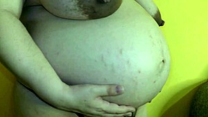 wait my bbw wife back from vacation has this huge hairy pregnant belly??