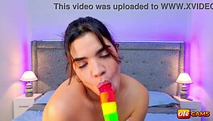 Curvy colombian teen milalarue masturbates big ass dildo vibrator bedroom