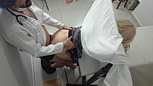 stepmom goes to gyno and gets fucked hard next to stepdaughter!!