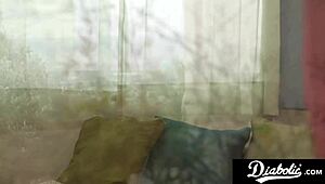 raw brunette babes ride cocks with sloppy titty fucks and juicy pussy pounds