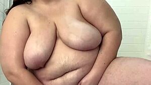 Oiled Hucow BBW Teases Her Curves in Steamy Shower
