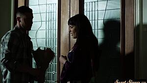 alluring milf mother-in-law rides cowgirl getting pounded hard. big tits bounce in taboo fantasy storyline