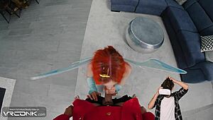 skinny redhead bloom sucks HUGE cock in winx cosplay vr parody 😍💦