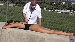 dr grey oils up asian ass for public outdoor hospital patient massage fetish