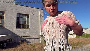 43Yo Flasher Struts Docks in Buttless Pants Teasing Huge Ass