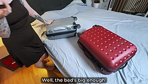 stepmom sneaks hotel ride on son's cock after taboo jerkoff tease