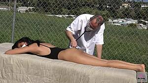 dr grey oils up asian ass for public outdoor hospital patient massage fetish