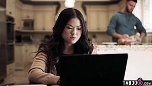 Asian Teen Lulu Chu Listens to Milf Slimthick Vic Fuck Roommate Seth Gamble