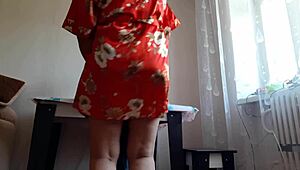 while my girlfriend shops her mom sneaks in fucks me loud with strap-on and big tits illusion
