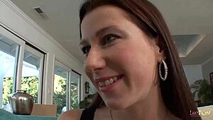 a shy latina gives in to her russian lesbian cousin's fingering kisses and cunilingus intimacy.