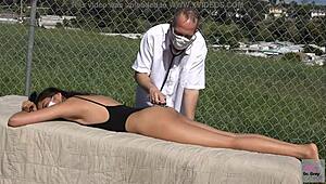 dr grey oils up asian ass for public outdoor hospital patient massage fetish