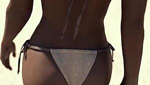 Swallowing huge tanned redhead in bikini vore perspective