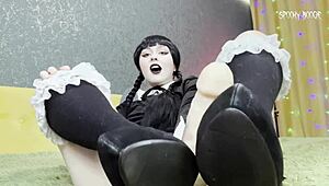 sexy goth wednesday joi shoejob then deep suck to explosion 👠💦