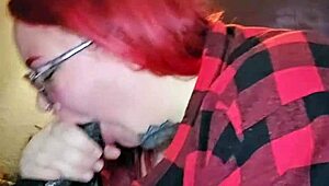 whoa aubrey the redhead bigbabe slobbers sloppy deepthroat on fat black cock cum on her huge ass 🍆💦