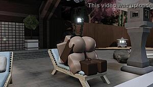 guy sneaks up on latina milf teacher for wet pool fuck