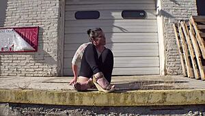 43Yo Flasher Struts Docks in Buttless Pants Teasing Huge Ass