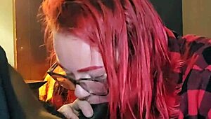 whoa aubrey the redhead bigbabe slobbers sloppy deepthroat on fat black cock cum on her huge ass 🍆💦