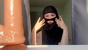 Slutty Muslim teacher deepthroats cock with messy saliva strings and gagging moans
