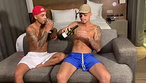 hey check out me banging this muscular brazilian bodybuilder's oiled narrow ass in the motel till creamy finish