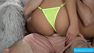 sensual asian teen mina luxx in sexy panties gets tight wet pussy licked by ricky spanish on couch