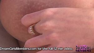 Stacked brunette first timer bares shaved pussy big tits on sofa