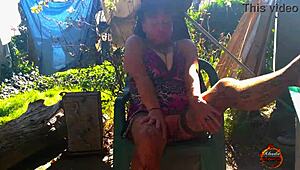 Klaudiaambergirl strips down for a teasing solo session outdoors