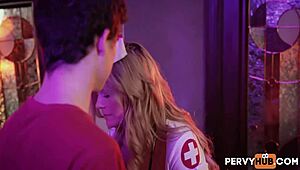 jodie's limp halloween costume sparks ellie's milf mommy desire