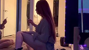 This italiana milf artemisia love with big tits shows off her horny body in shorts smoking fetish