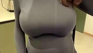 Jerking Massive Load On Stepmom's Milky Big Tits Explosion!