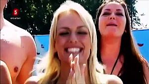 Danish Bikini Girls Wipeout Pool Fun