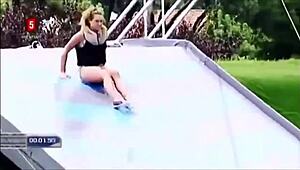 Danish Bikini Girls Wipeout Pool Fun