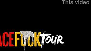 busty blonde bombshell lisi kitty gags on rough face fuck before sticky facial cum blast