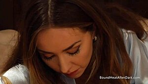 naughty lesbian mistress kisses sexy slave while fingering her wet pussy and making her cum hard