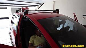 latina tgurl with bubble butt and tan lines bounces ass in heels