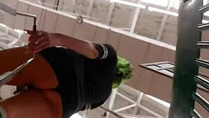 big ass latina shakes booty in supermarket