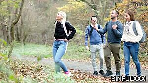 These erotic babes with juicy tits asses get nailed hard by neighbors in sinful 4some action?