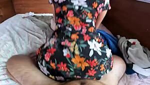 This sexy 18yo in dress rides my big cock like pro cowgirl but claims virgin - real homemade pov