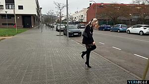 yo i spot this pretty czech blonde flashing on street then fuck her pussy raw in car