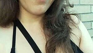 kelly kendricks' huge cleavage tits burst out while smoking cigarette outdoors in sun!