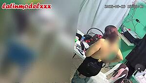 yo check backstage this sexy latina model masturbates with huge jizz finish