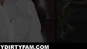 Hot brunette teen Stella Luxx orgasms on stepdad Mike Mancini's dick with MILF Kell Fire watching