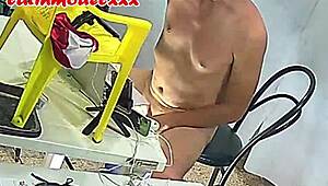 yo check backstage this sexy latina model masturbates with huge jizz finish