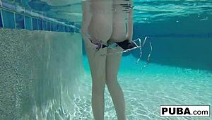 damn samantha rone's underwater pool solo masturbation shows off her nude tits ass perfectly!